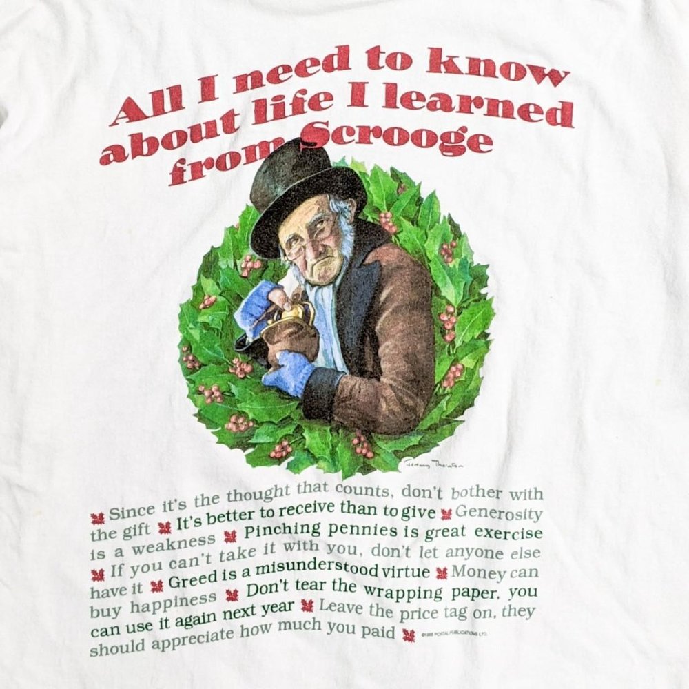 Vintage 90s Scrooge Christmas Single Stitch Graphic Tee - Picture 3 of 4